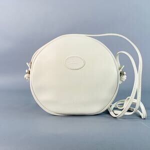 LONGCHAMP Vintage White Faux Leather Round Crossbody Handbag